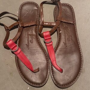 American Eagle Outfitters Brown and Red Sandals